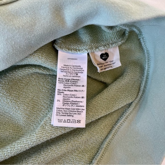 Madewell MWL Sage Green White Colorblock Raglan Crewneck Sweatshirt Oversized XS - Picture 8 of 10